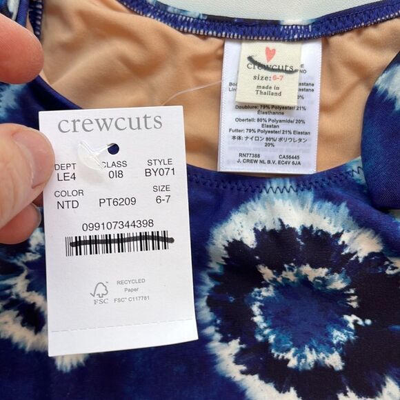 J Crew Girls' tie-shoulder‎ swimsuit Top with UPF 50 Size 6-7 - Picture 4 of 6